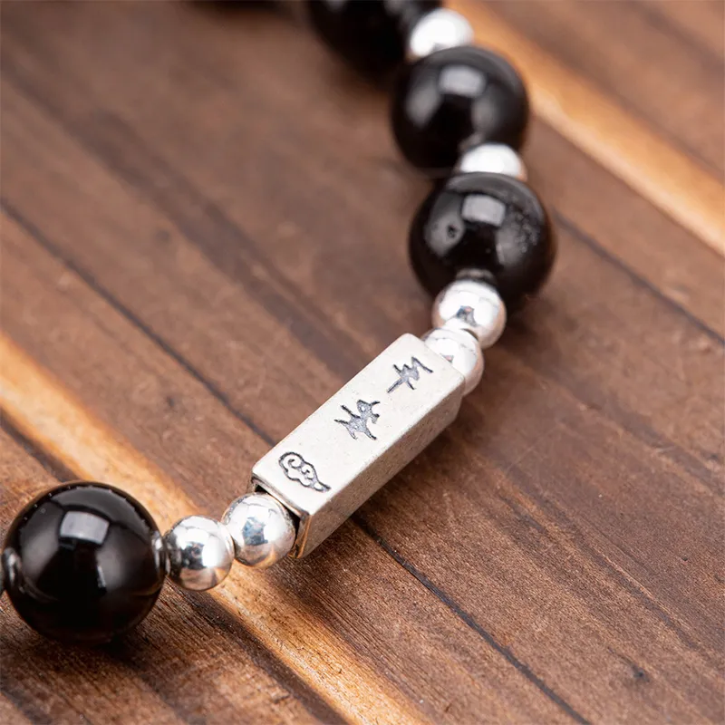 Listen To The Flowers Bloom Obsidian Bracelets Unisex-2