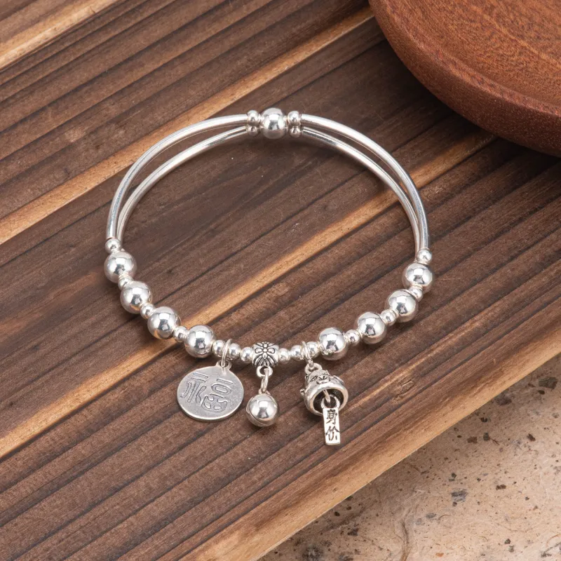 Listen To The Flowers Bloom 999 Fine Silver Bracelets Women's-2