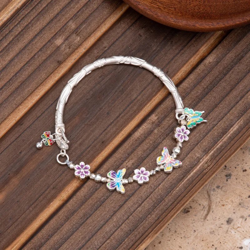 Listen To The Flowers Bloom 999 Fine Silver Bracelets Women's-1
