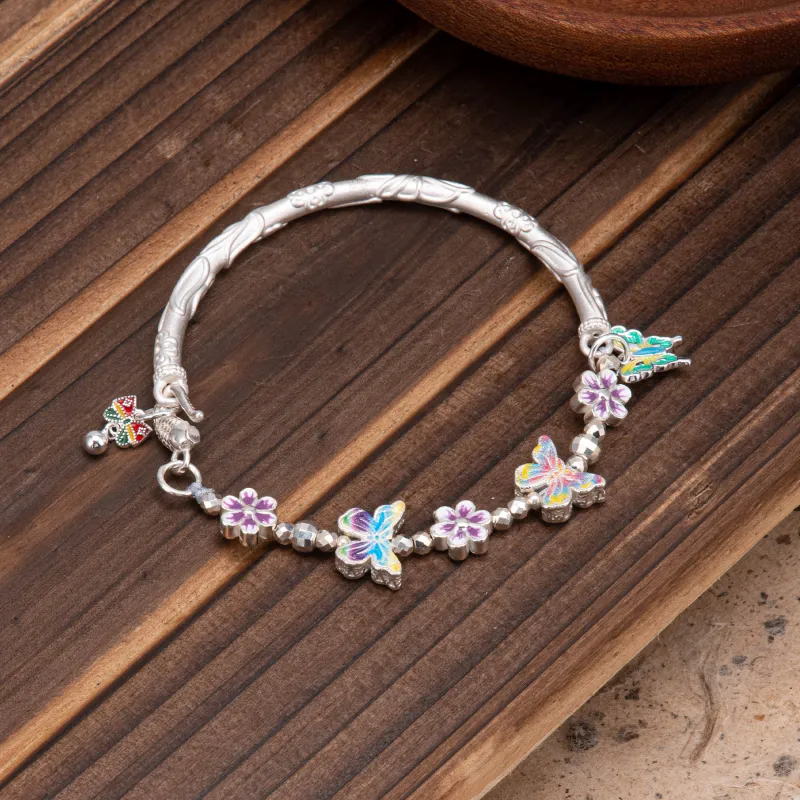 Listen To The Flowers Bloom 999 Fine Silver Bracelets Women's-2