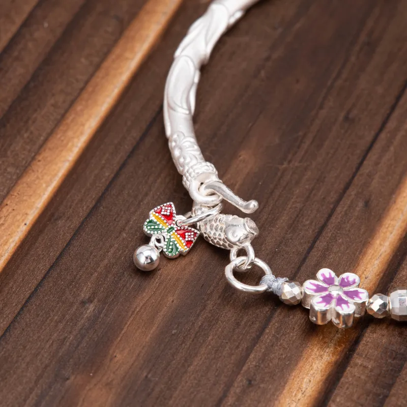 Listen To The Flowers Bloom 999 Fine Silver Bracelets Women's-3