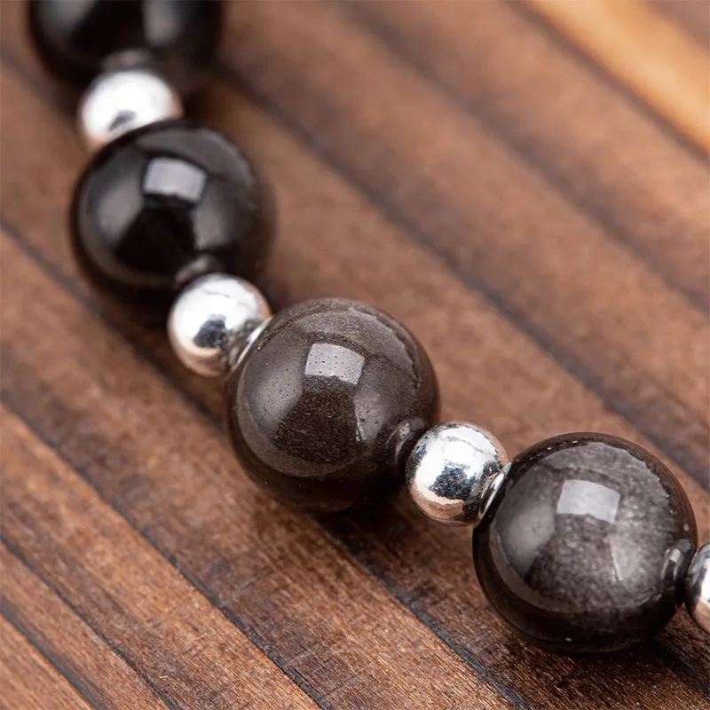 Listen To The Flowers Bloom Obsidian Bracelets Unisex-5
