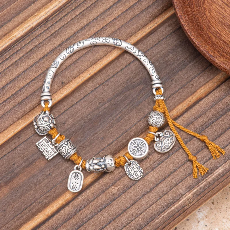 Listen To The Flowers Bloom 999 Fine Silver Bracelets Women's-5