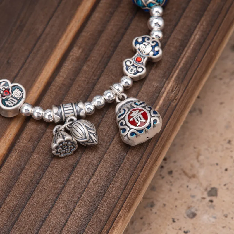 Listen To The Flowers Bloom 999 Fine Silver Bracelets Women's-5
