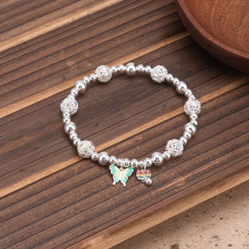 Listen To The Flowers Bloom 999 Fine Silver Bracelets Women's-2