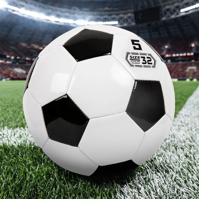 PEAK Size 4 Soccer PVC Machine Stitched Soccer Ball Unisex Black White-3