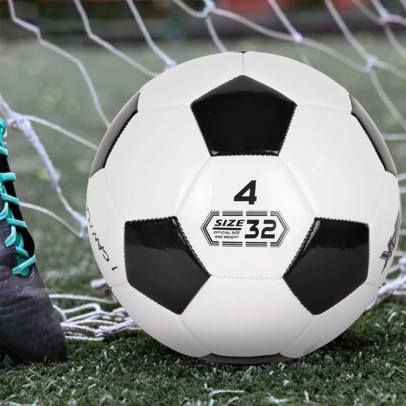 PEAK Size 4 Soccer PVC Machine Stitched Soccer Ball Unisex Black White-4