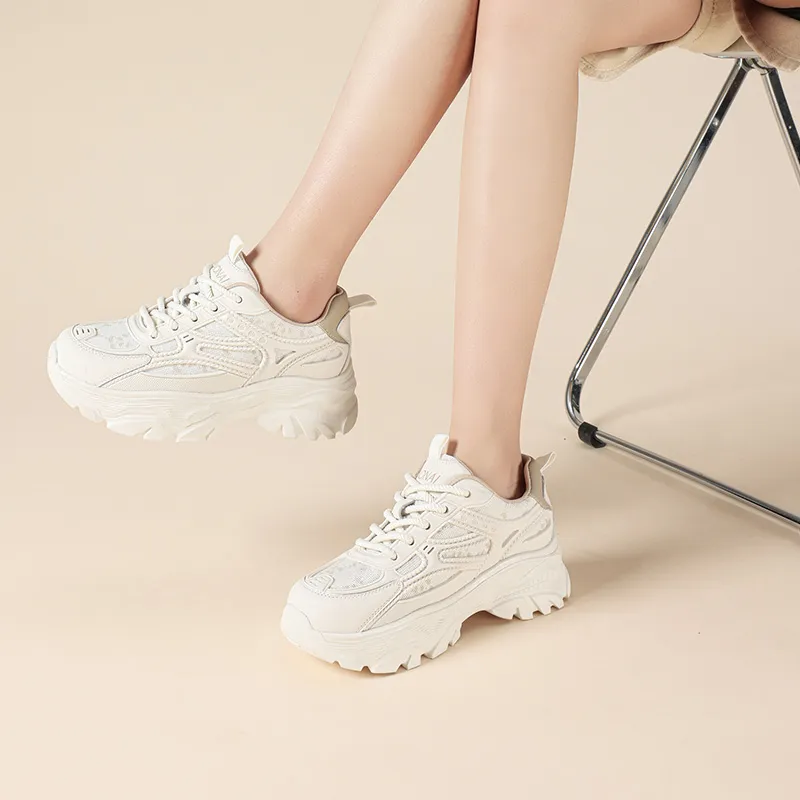 QIAONAI Abrasion-Resistant Low-Top Chunky Sneakers Women's-4