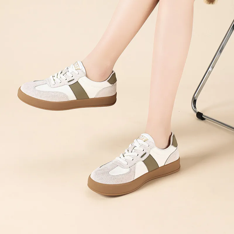 QIAONAI Low Top Skateboard Shoes Women's Beige-4