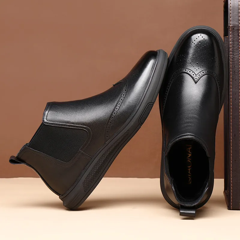 QIAONAI Dress Shoes Men High Top Black-5