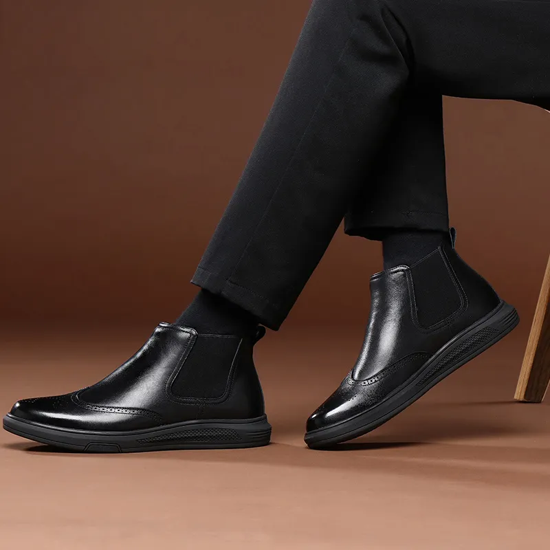 QIAONAI Dress Shoes Men High Top Black-2