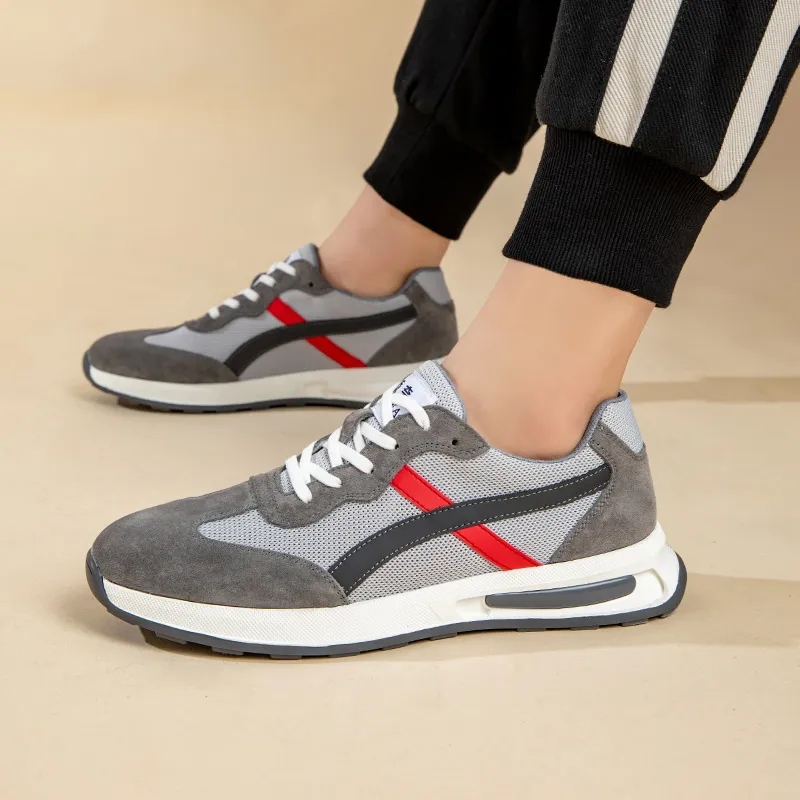 QIAONAI Casual Shoes Men Low Top White Camel/Gray-6