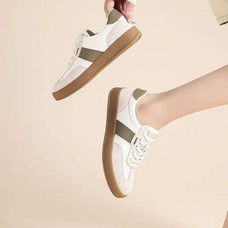 QIAONAI Low Top Skateboard Shoes Women's Beige-5