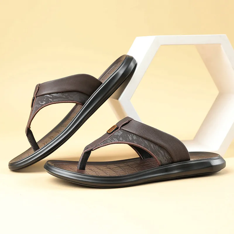 QIAONAI Abrasion Resistant Flip Flops Men's Black-2