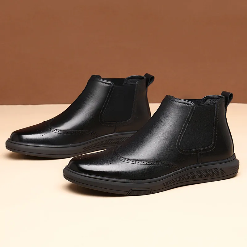 QIAONAI Dress Shoes Men High Top Black-3