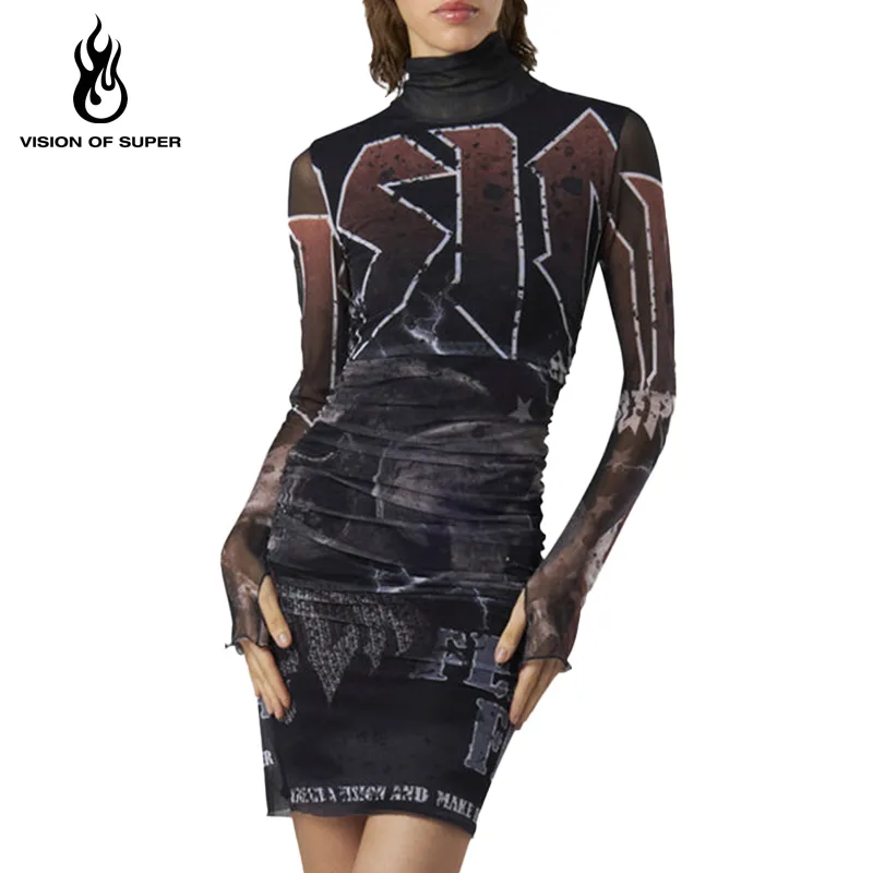 Vision Of Super Long Sleeved Dresses Women's Black-1