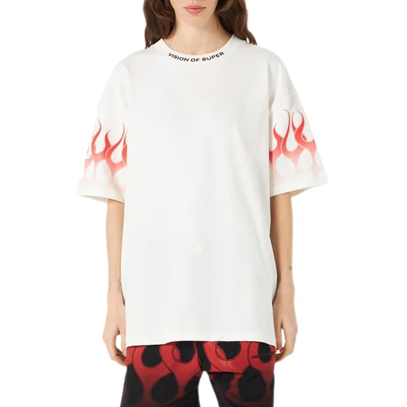 Vision Of Super Flame print Cotton T shirt-3