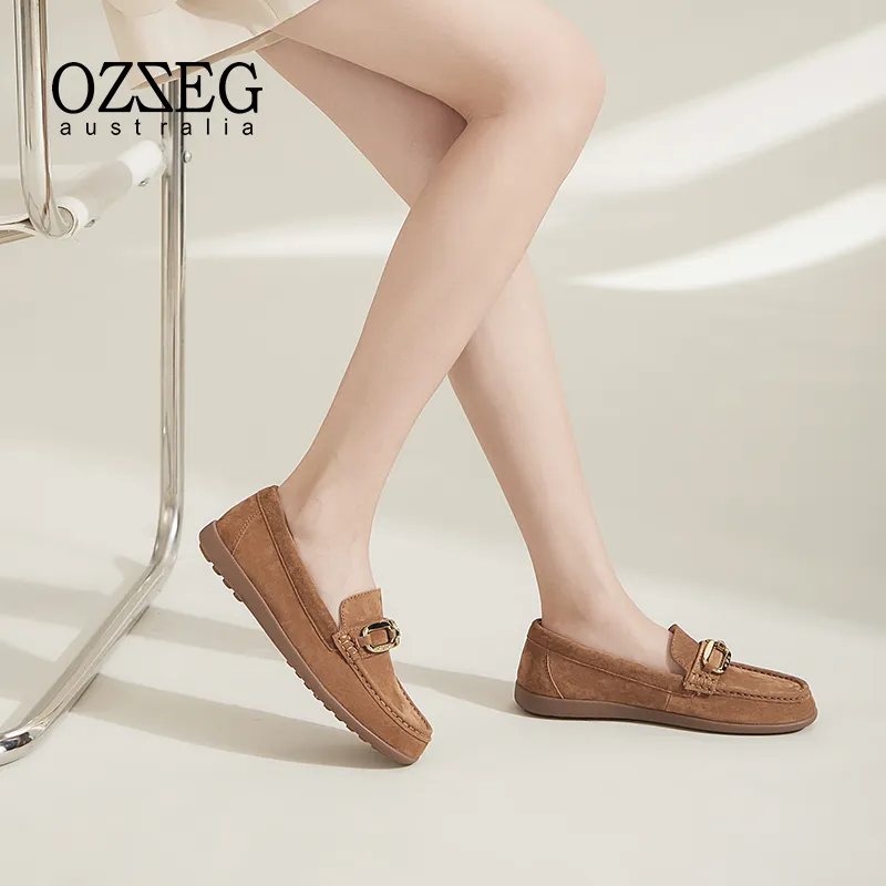 OZZEG Gommino Loafers Women's Brown, Umber, Blue-7