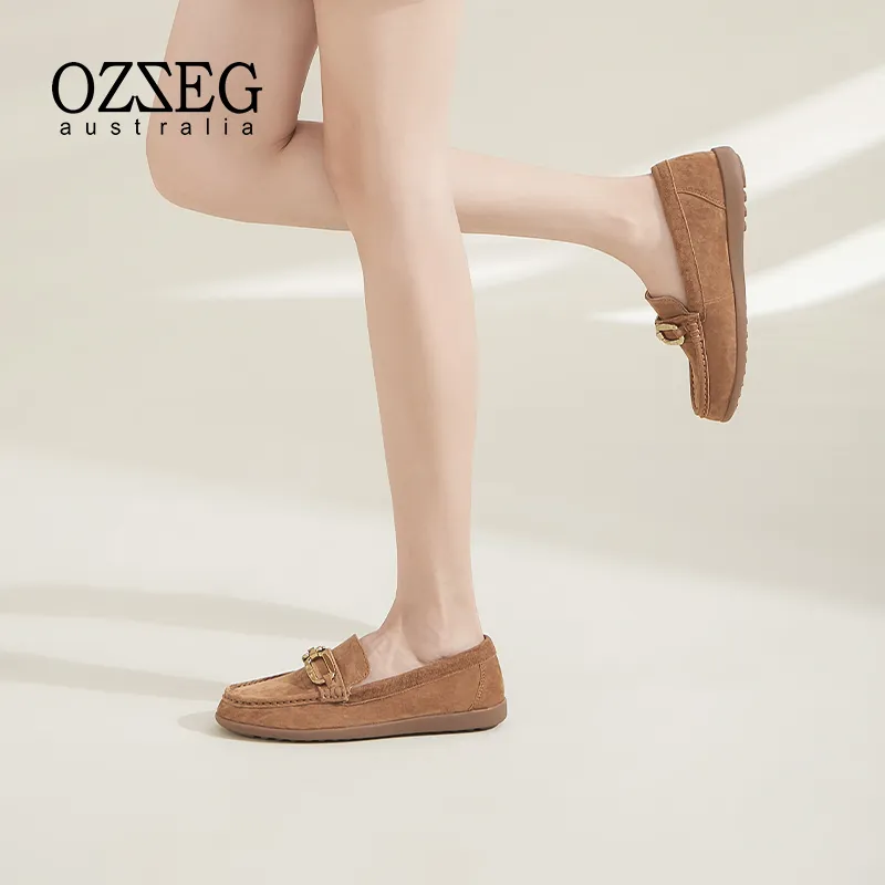 OZZEG Gommino Loafers Women's Brown, Umber, Blue-8