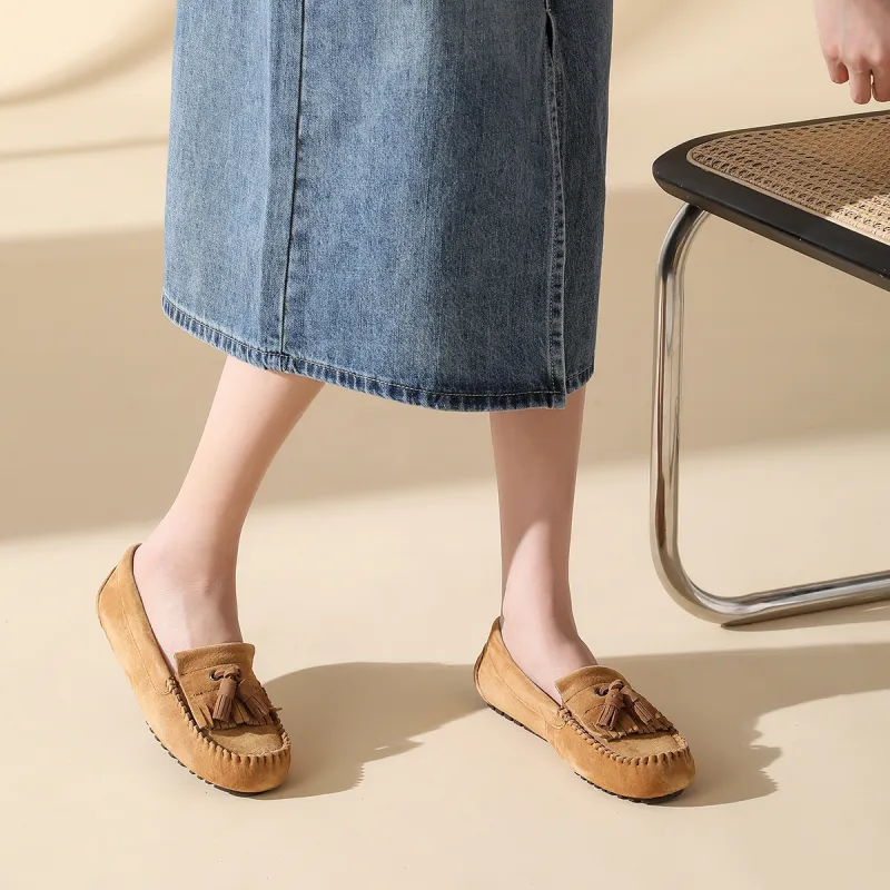 OZZEG Gommino Loafers Women's Maroon/Light Chestnut/Stylish Gray/Pitch Black-6