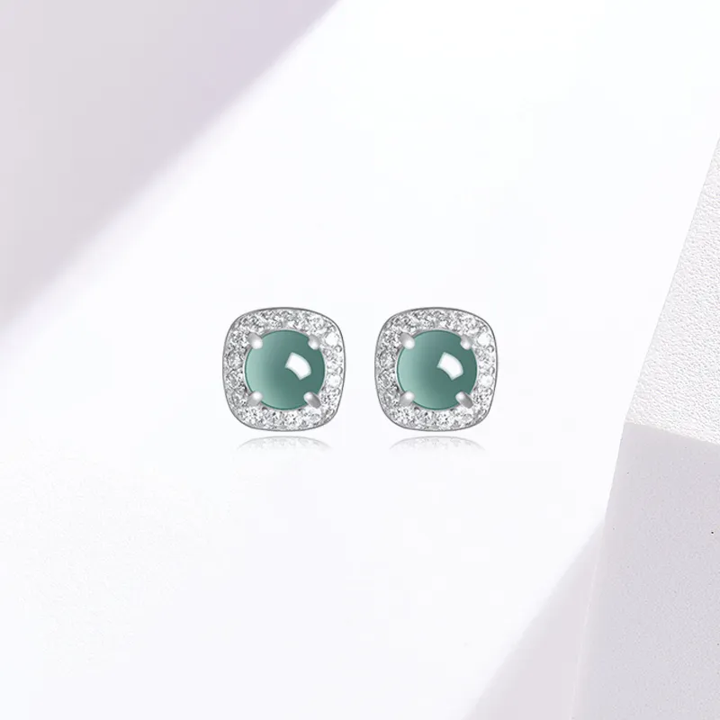 KING TAI SANG Ice Glutinous Jadeite Stud Earrings Women's-1