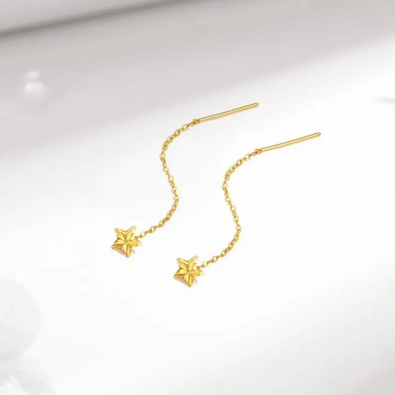 KING TAI SANG 18K Gold Drop Earrings Women's-3