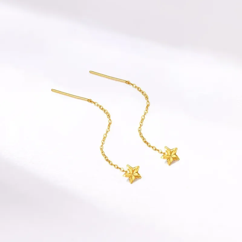 KING TAI SANG 18K Gold Drop Earrings Women's-2