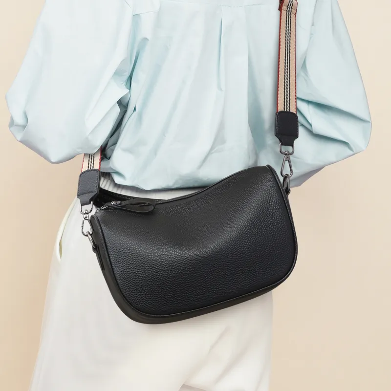 C°BANNER Cow Leather With Synthetic Leather Pillow Bag, Shoulder Bag Regular Women's Black-1