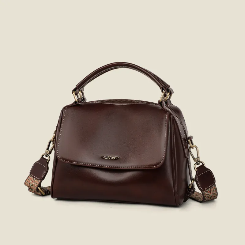 C°BANNER Cow Leather With Synthetic Leather Shoulder Bag, Crossbody Bag, Handbag Regular Women's Dark Brown-3