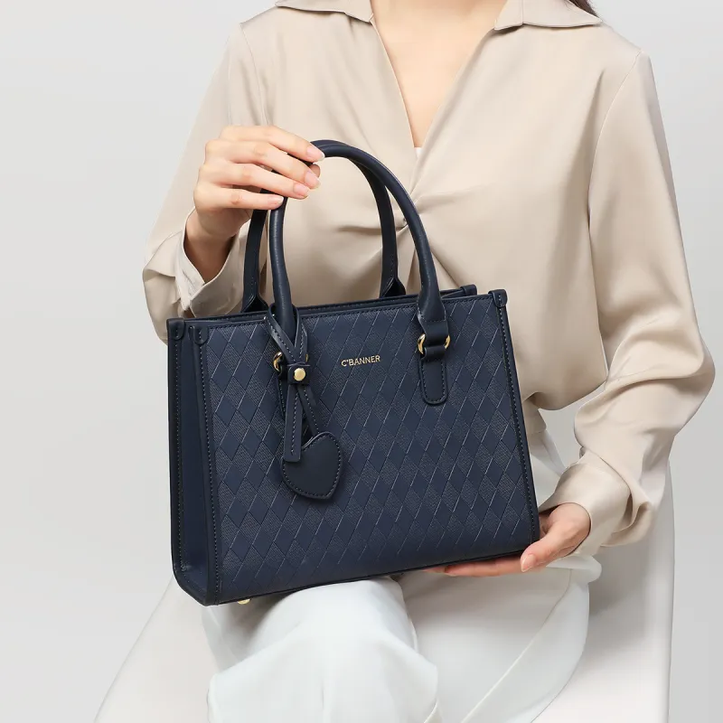 C°BANNER Cow Leather With Synthetic Leather Handbag, Shoulder Bag, Crossbody Bag, Mom Bag Tubas Women's Blue-2