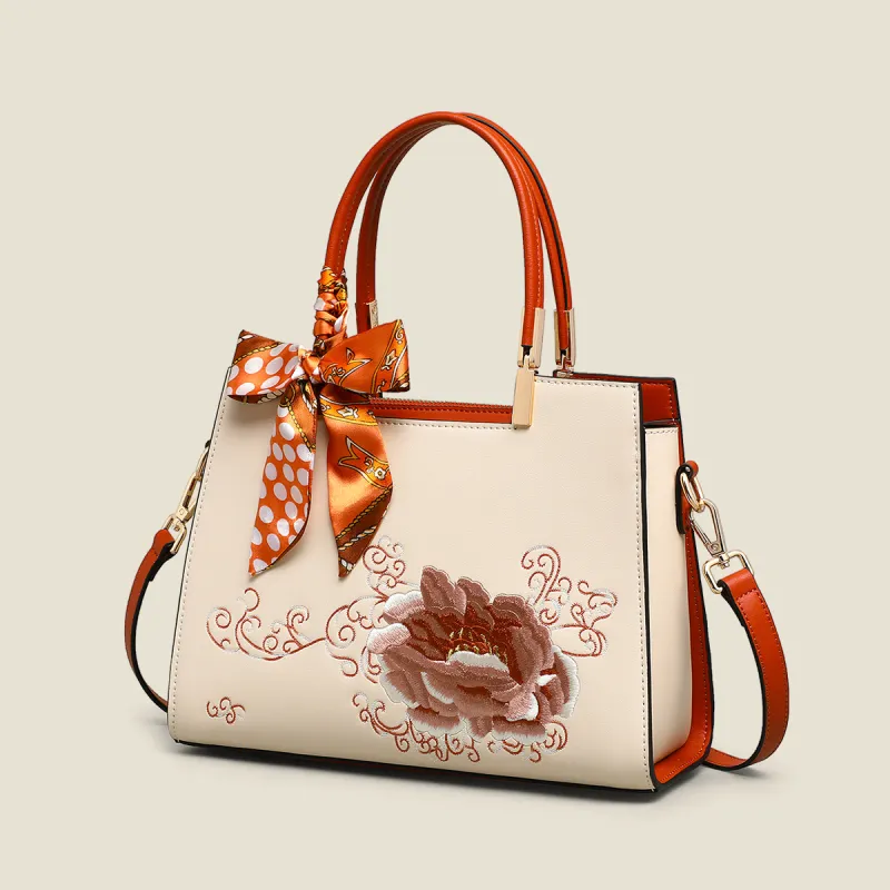 C°BANNER Cow Leather With Synthetic Leather One Shoulder Handbag Regular Women's Apricot-1