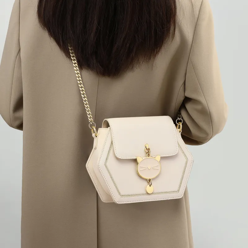 C°BANNER Cow Leather With Synthetic Leather Shoulder Bag Regular Women's Ecru/Black/Caramel-4