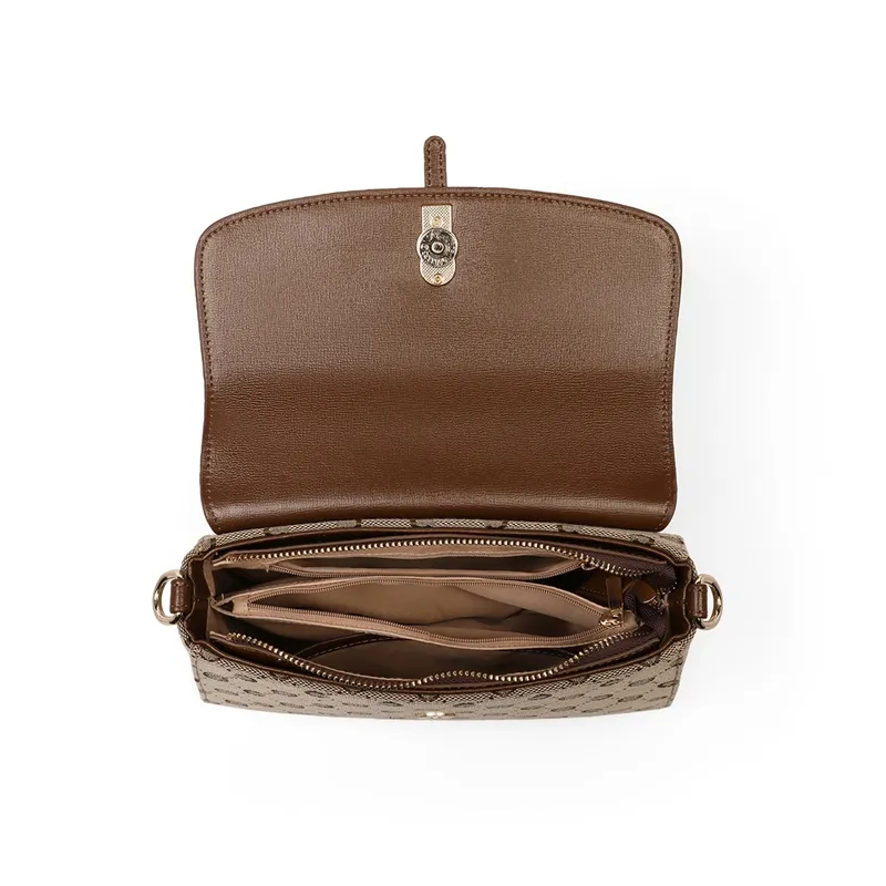 C°BANNER Fabric, Synthetic Leather Crossbody Bag, Shoulder Bag Trumpets Women's Khaki-3