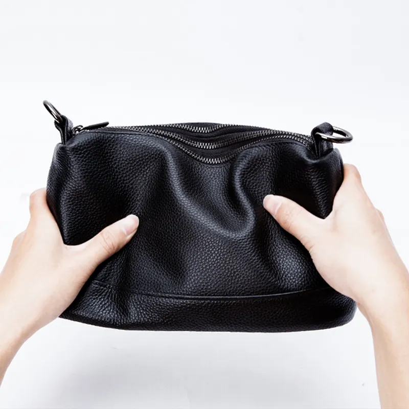 C°BANNER Cow Leather With Synthetic Leather Small Square Bag, Crossbody Bag Regular Women's Black-2