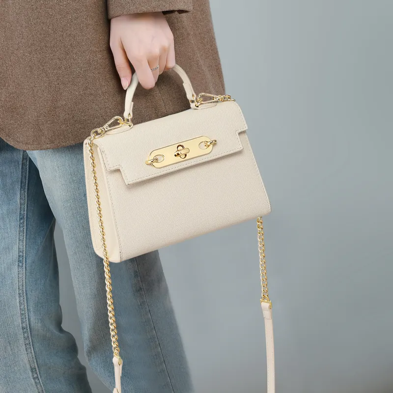 C°BANNER Split Cow Leather With Synthetic Leather Shoulder Bag, Crossbody Bag Large Size Women's Gray/White-5