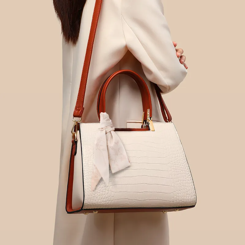 C°BANNER Split Cow Leather With Synthetic Leather Tote One Shoulder Handbag Tubas Women's Apricot-3
