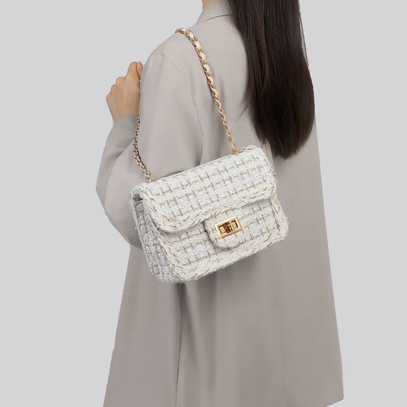 C°BANNER Fabric Shoulder Bag, Crossbody Bag Regular Women's White/Black-2