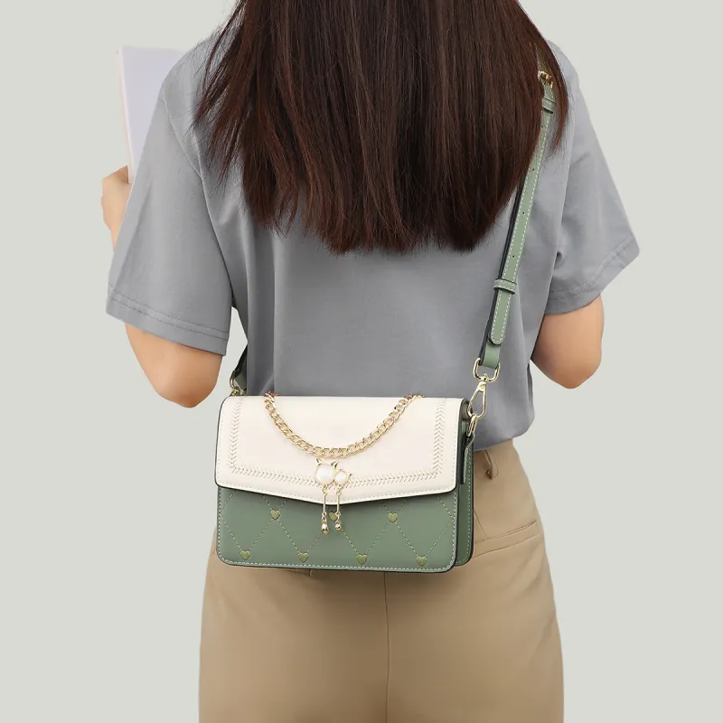 C°BANNER Split Cow Leather With Synthetic Leather Chain Small Square Bag Shoulder Bag Regular Women's Multicolor-3