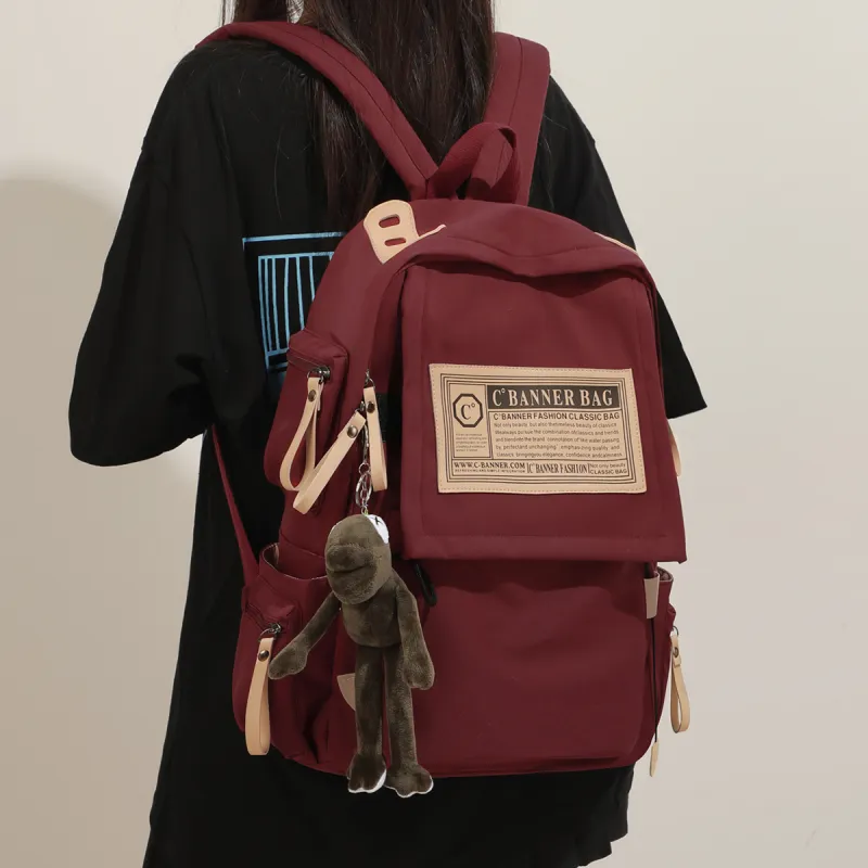 C°BANNER Fabric Backpack Large Size Unisex Red/Black-7