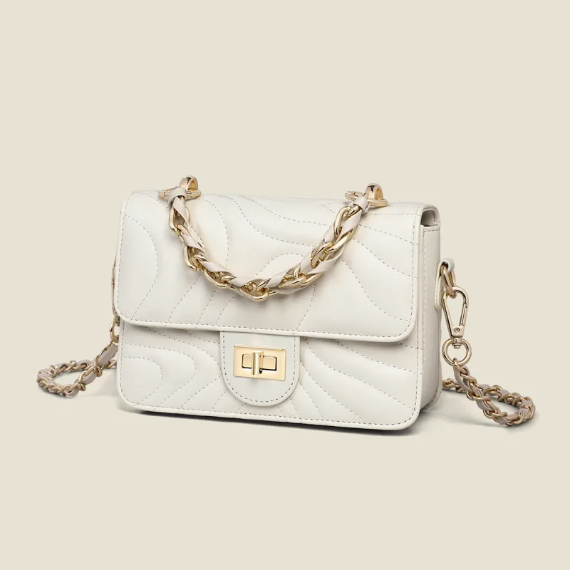 C°BANNER Cow Leather With Synthetic Leather Small Square Bag Shoulder Bag, Crossbody Bag Regular Women's Ecru-2