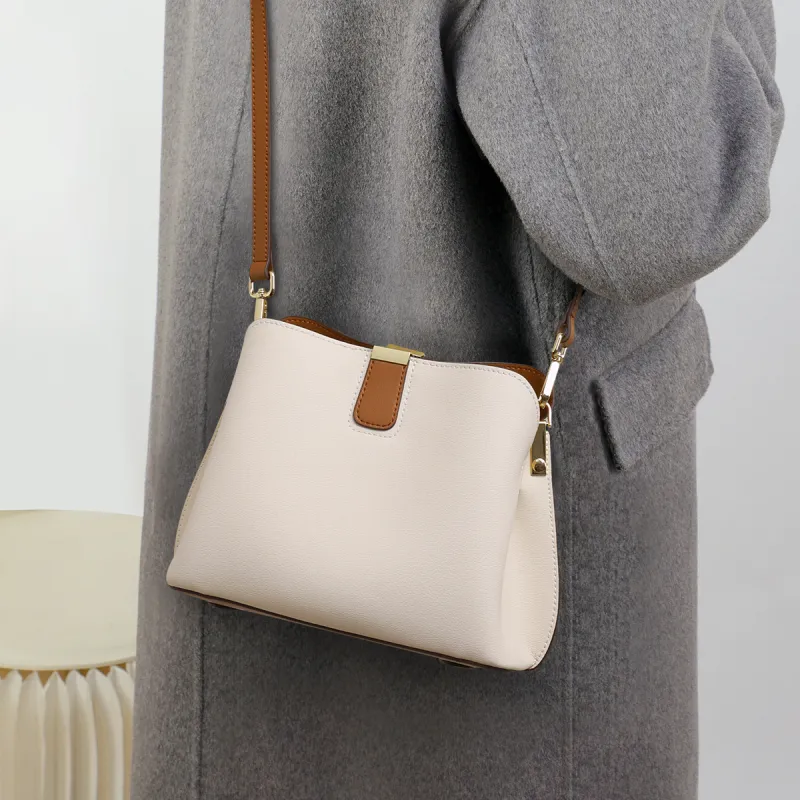 C°BANNER Split Cow Leather With Synthetic Leather Crossbody Bag, Shoulder Bag Women's Milkshake White-3