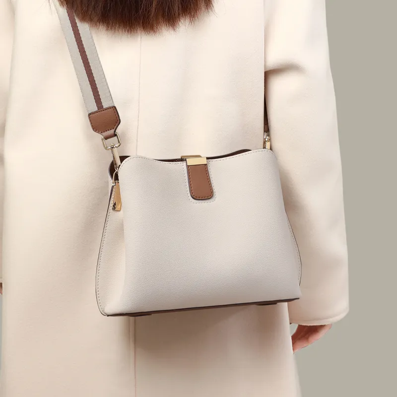 C°BANNER Split Cow Leather With Synthetic Leather Crossbody Bag, Shoulder Bag Women's Milkshake White-4