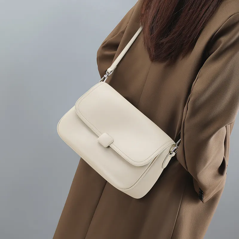C°BANNER Cow Leather Crossbody Bag, Shoulder Bag, Small Square Bag Regular Women's Coffee/Black/Ecru-1