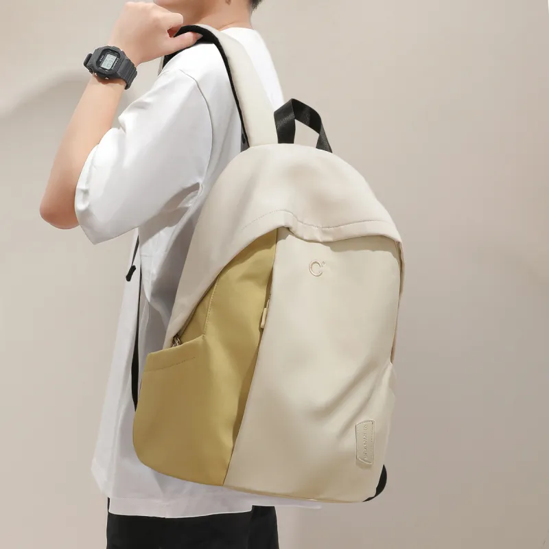 C°BANNER Fabric Backpack Large Size Unisex Black/White Yellow-1