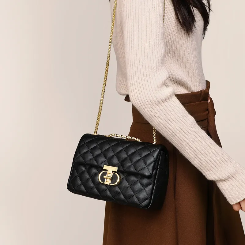 C°BANNER Cow Leather With Synthetic Leather One Shoulder Crossbody Small Square Bag Regular Women's Black-2