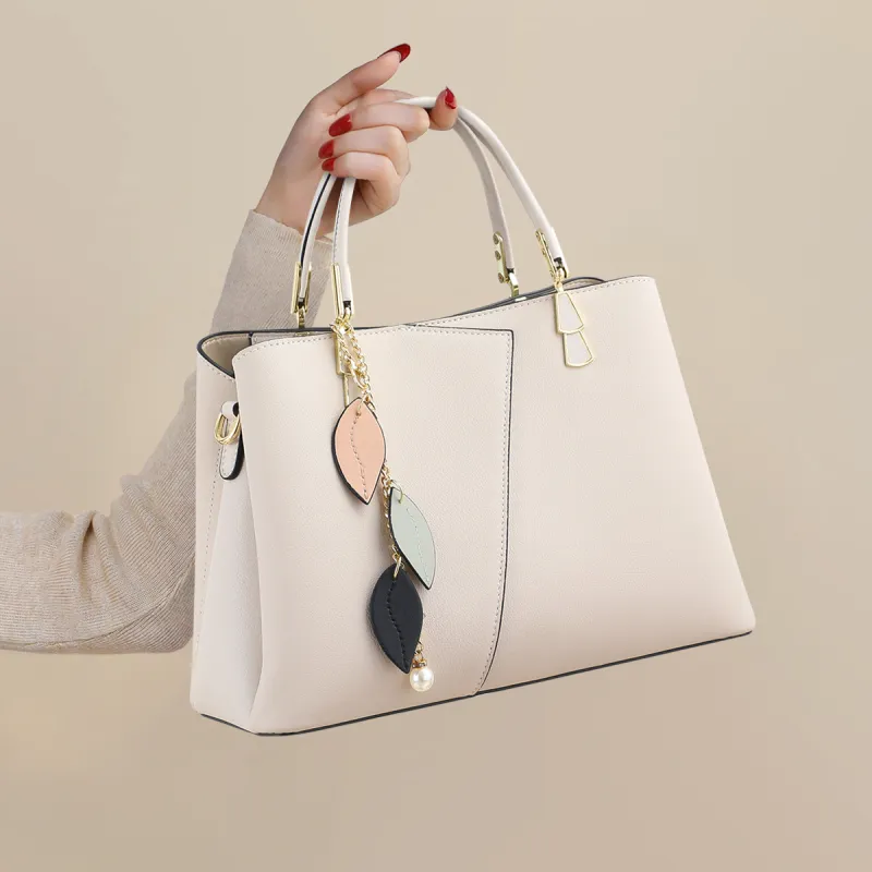C°BANNER Cow Leather With Synthetic Leather One Shoulder Handbag Regular Women's Ecru/Black-2
