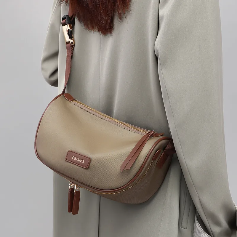 C°BANNER Fabric Pillow Bag Shoulder Bag Regular Women's Khaki-1