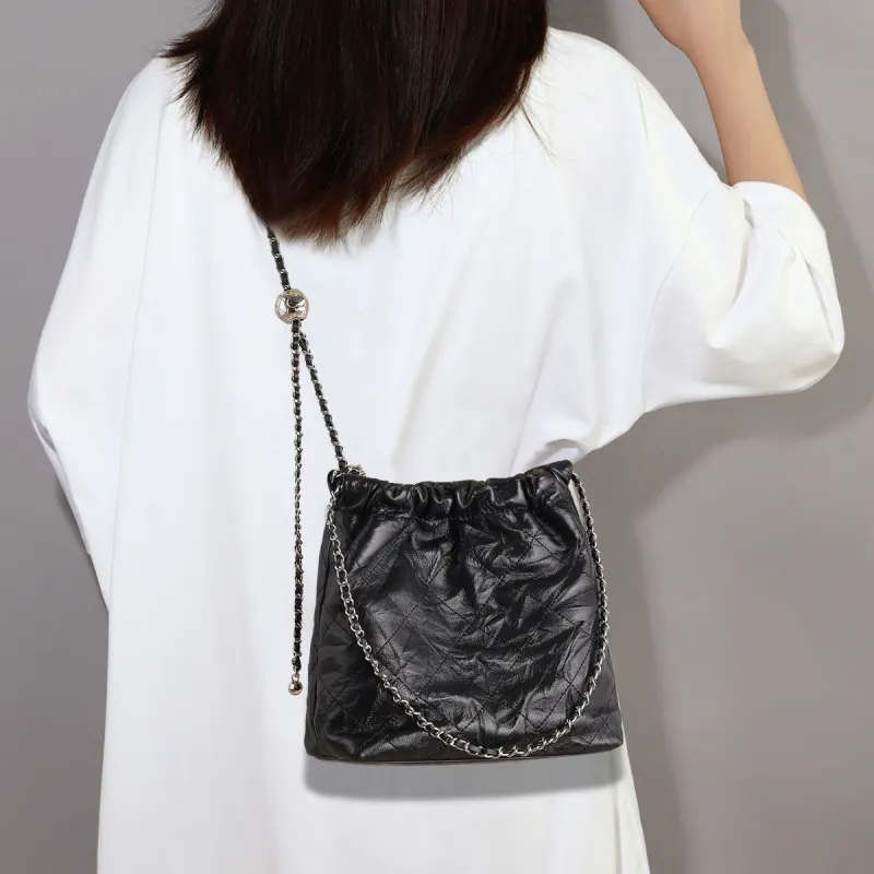 C°BANNER Cow Leather Bucket Bags Crossbody Bag, Shoulder Bag Women's Black-5