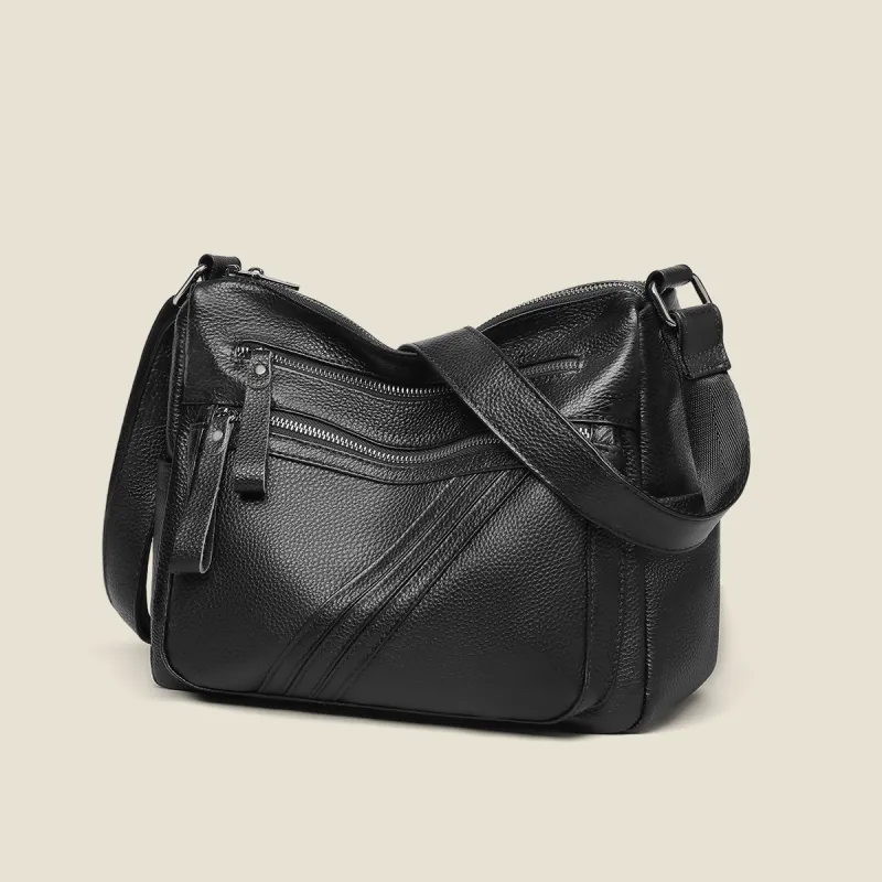 C°BANNER Cow Leather With Synthetic Leather Shoulder Bag, Crossbody Bag Regular Women's Black-2