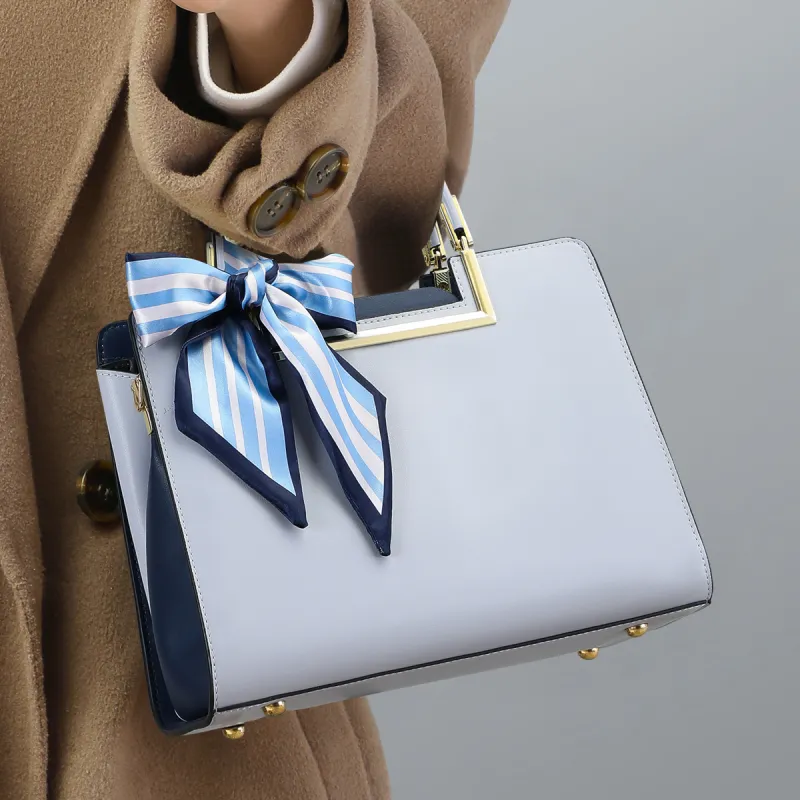 C°BANNER Cow Leather With Synthetic Leather Handbag, Crossbody Bag, Shoulder Bag Women's Blue White-1